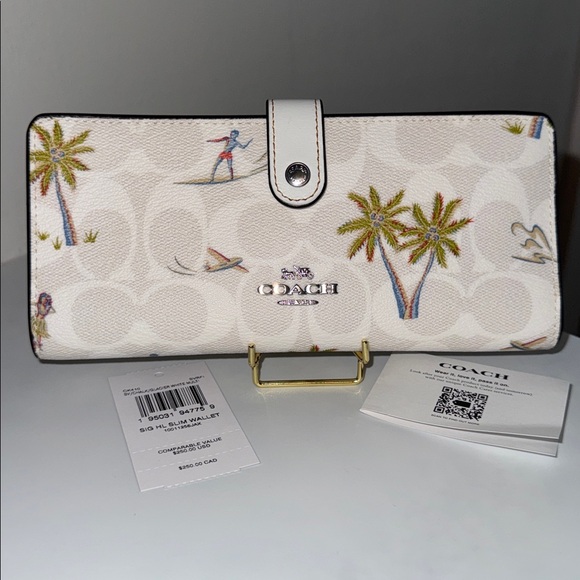 Coach Handbags - Coach Slim Wallet Signature Canvas Hula Print
